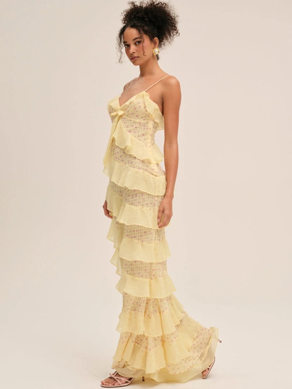 For Love & Lemons Debby Tiered Ruffle Midi Dress Size Medium NWT - Picture 4 of 11